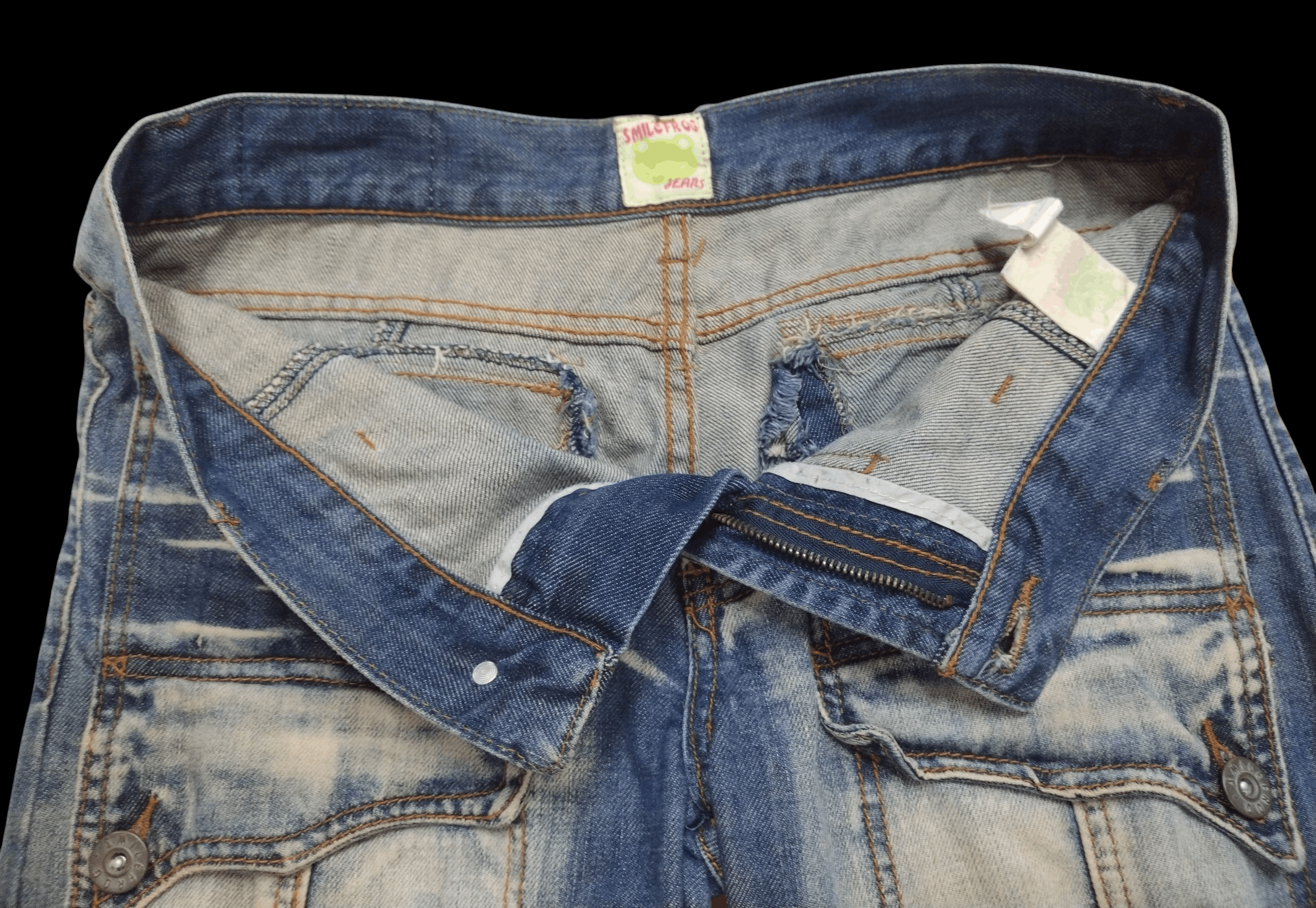 Seditionaries Crazy acid wash jeans Punk Goth Distressed Smile Frog Jeans Size US 32 / EU 48 - 7 Thumbnail