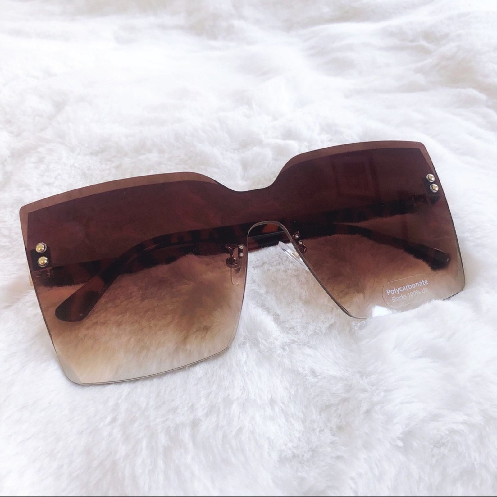 Other Dana Brown Rimless Oversized Cat Eye Sunglasses Size ONE SIZE - 3 Thumbnail