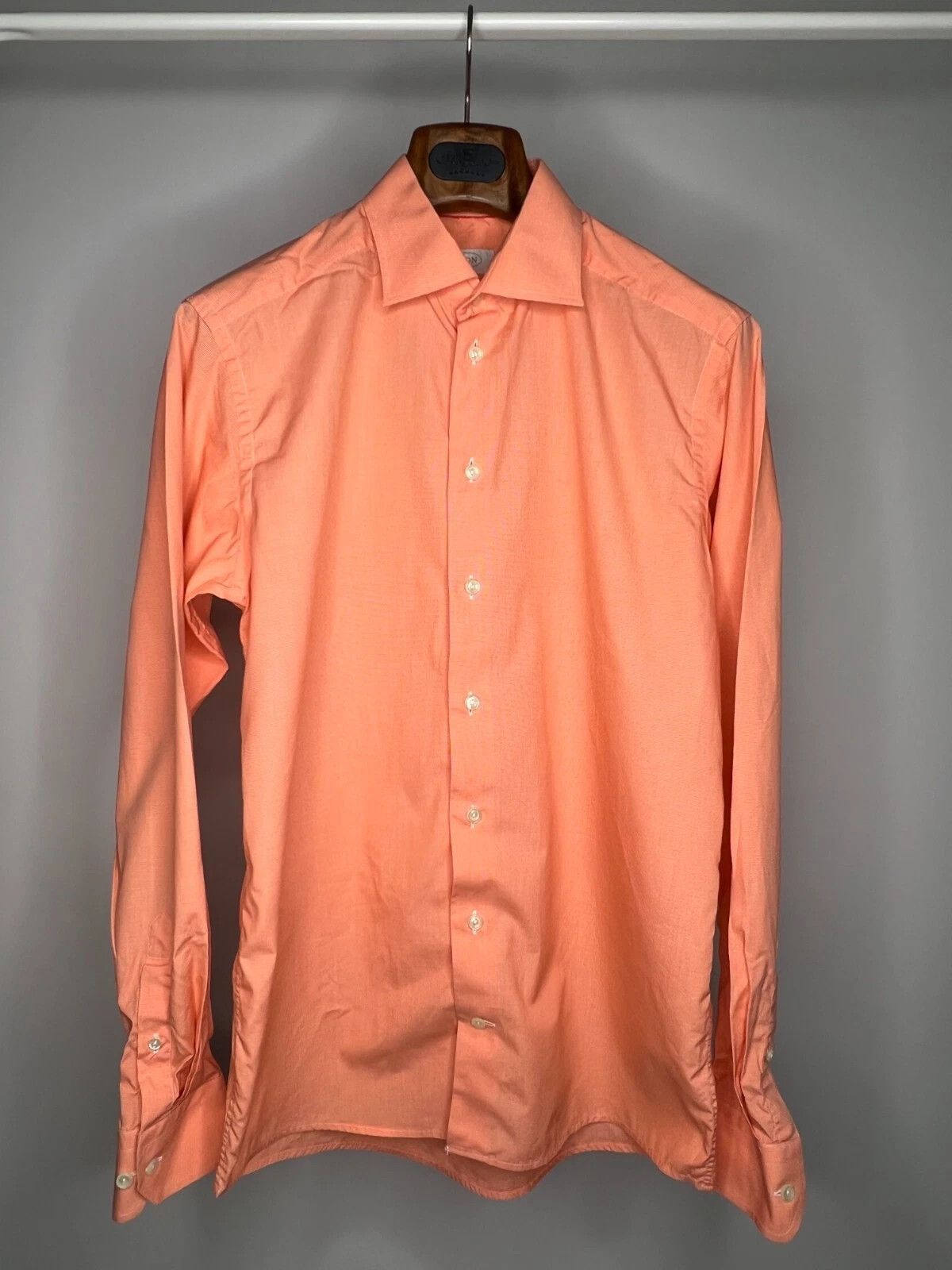 Eton Eton Slim Mens Dress Shirt Orange White Micro Houndstooth Size US M / EU 48-50 / 2 - 1 Thumbnail