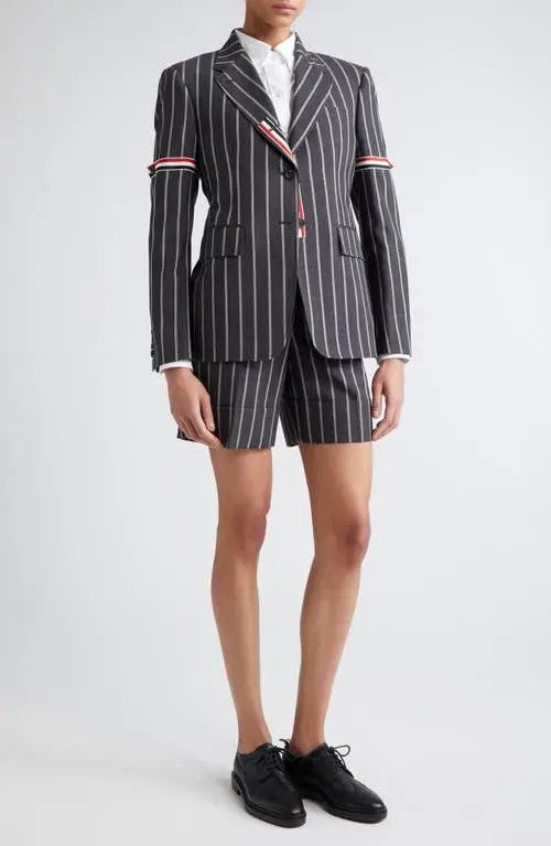 Thom Browne o1s22i1n0924 Striped Single-Breasted Jacket in Dark Grey Size M / US 6-8 / IT 42-44 - 2 Thumbnail