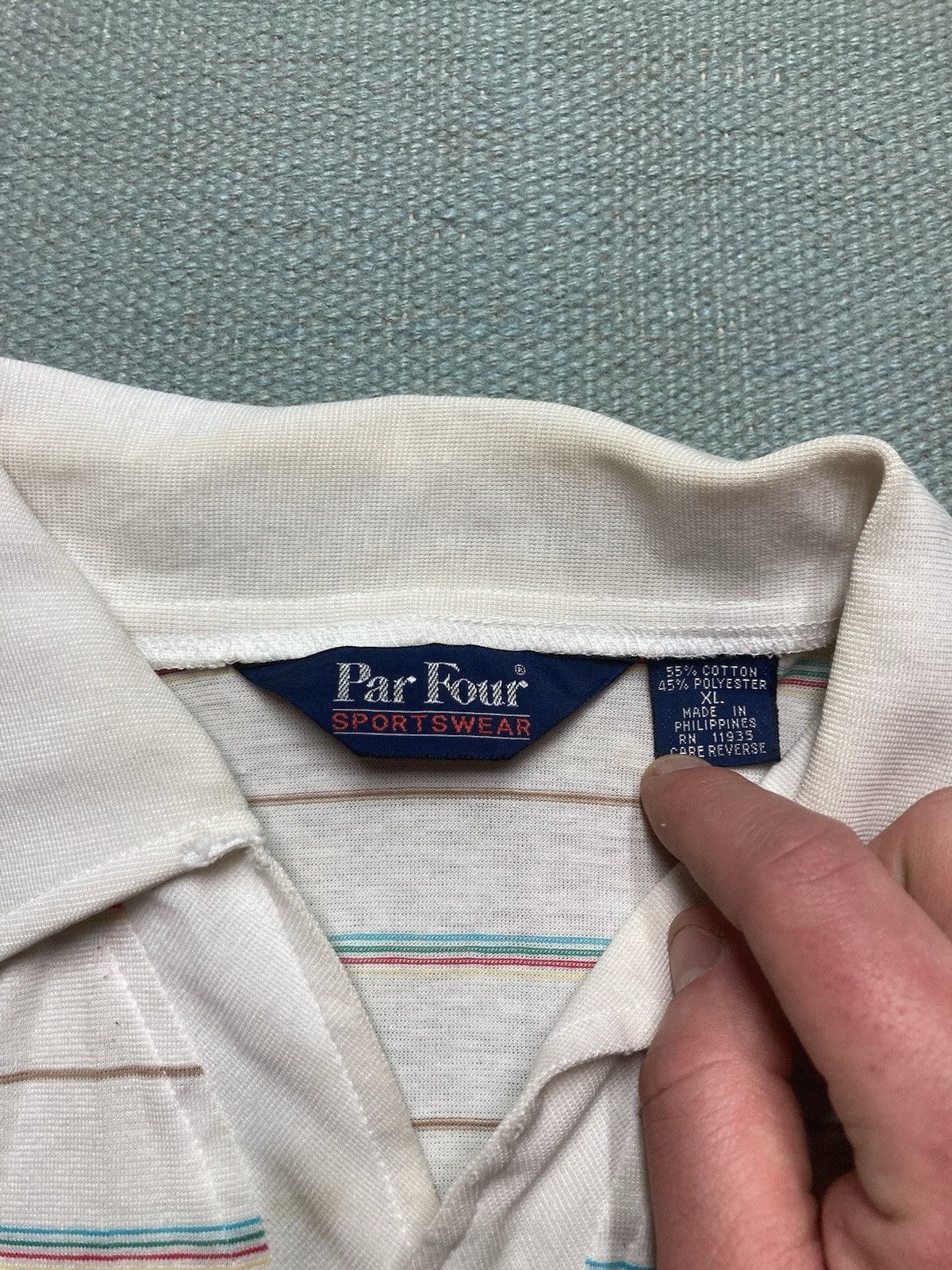 Vintage Vtg short sleeve polo shirt striped golf soft Par Four XL Size US XL / EU 56 / 4 - 5 Thumbnail