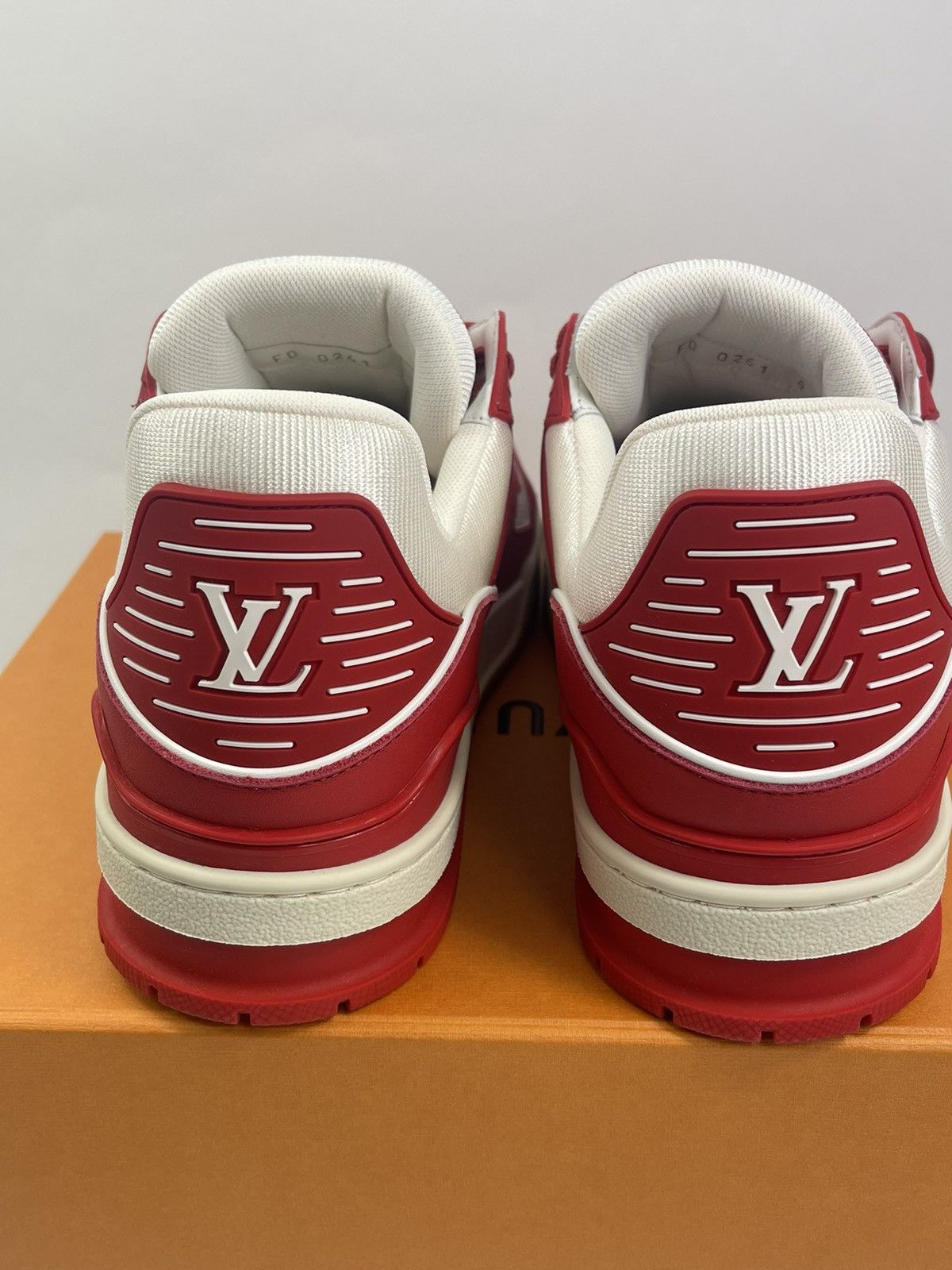 Louis Vuitton VIRGIL ABLOG EXCLUSIVE RED LOGO EMBOSSED SNEAKERS Size US 8 / EU 41 - 5 Thumbnail