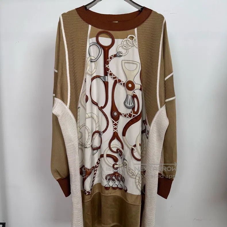 Hermes Ginger Yellow Lock Chain Silk Knit Dress