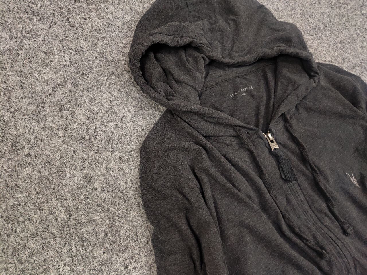 Allsaints Allsaints Brace Dark Gray Full Zip Light Hoodie Size US L / EU 52-54 / 3 - 7 Thumbnail