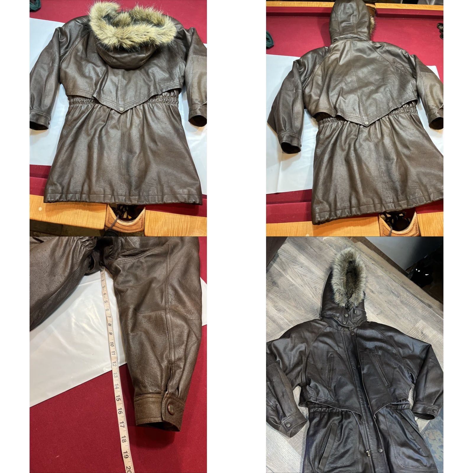 Vintage VINTAGE Wilson’s Leather Brown Leather Jacket Zip Snap Lined Fur Hooded Cinch Ties M Size M / US 6-8 / IT 42-44 - 11 Thumbnail