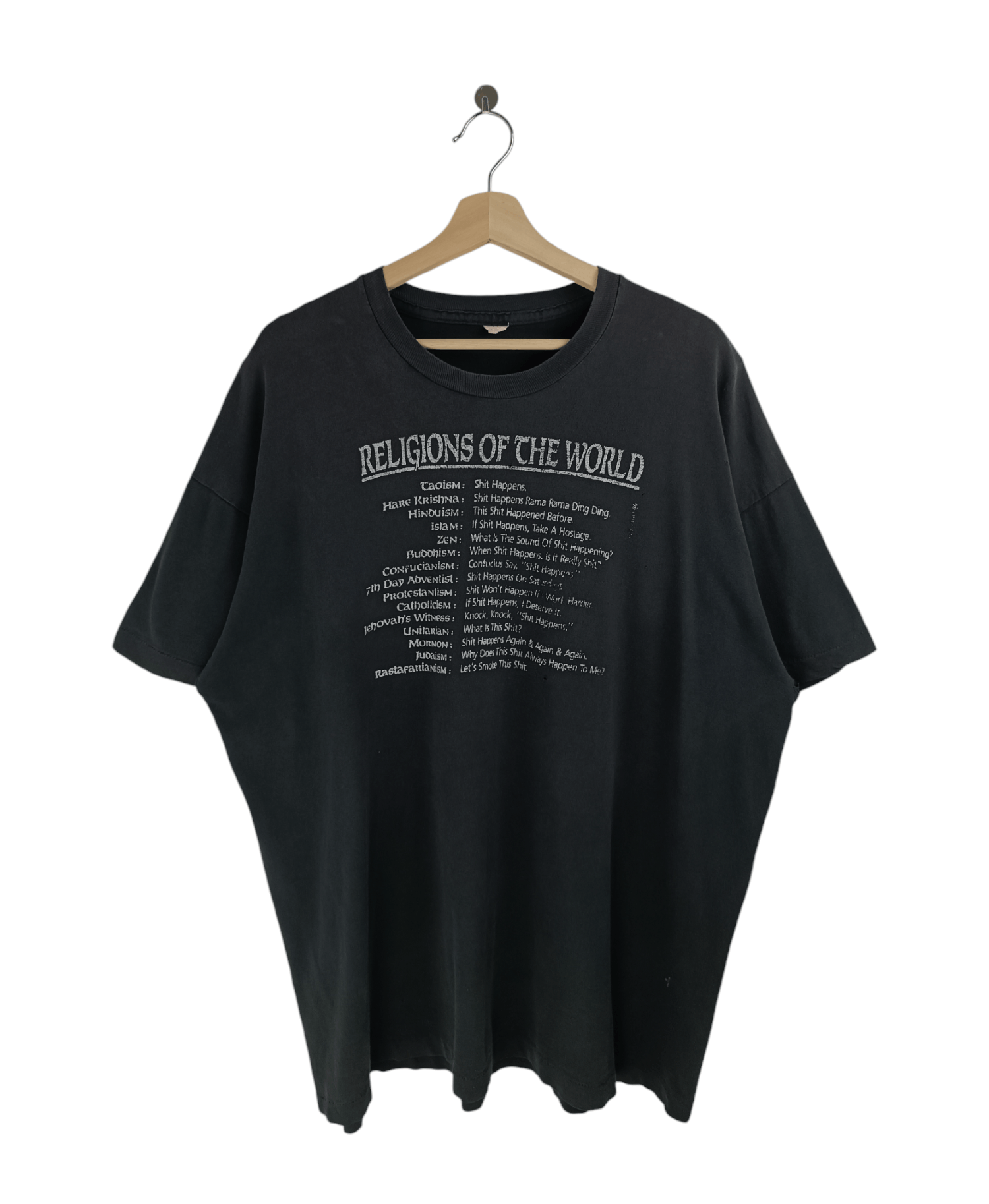 Vintage THRASHED FADED VINTAGE 90'S RELIGIONS OF T WORLD HUMOR FUNNY Size US XL / EU 56 / 4 - 1 Thumbnail