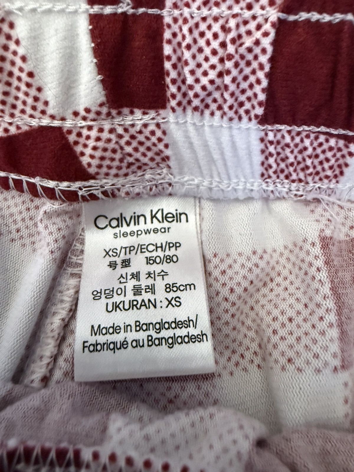 Calvin Klein Calvin Klein Plaid Pajama Pants XS Red White Comfy Cozy Size 26" / US 2 / IT 38 - 2 Thumbnail