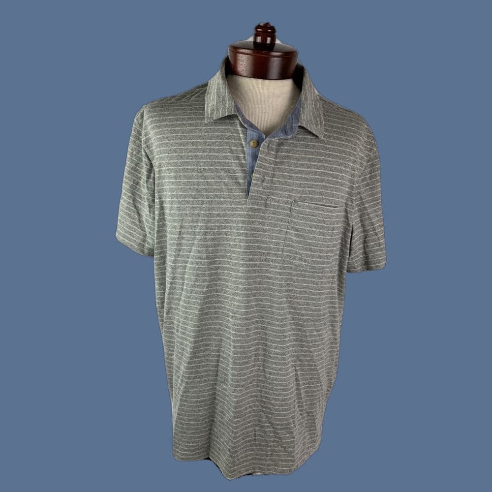 Vintage Sonoma XXL Men's Gray Striped Cotton Blend Polo Short Sleeve Golf Shirt Size US XXL / EU 58 / 5 - 1 Thumbnail