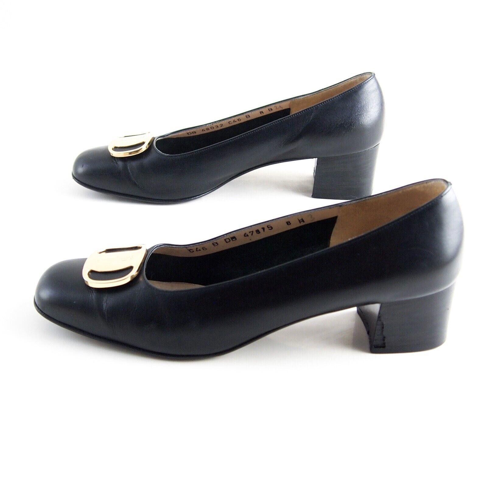 Salvatore Ferragamo Ferragamo Vara Mid Heel Pumps Black US 8 EU 38 M Size US 8 / IT 38 - 4 Thumbnail