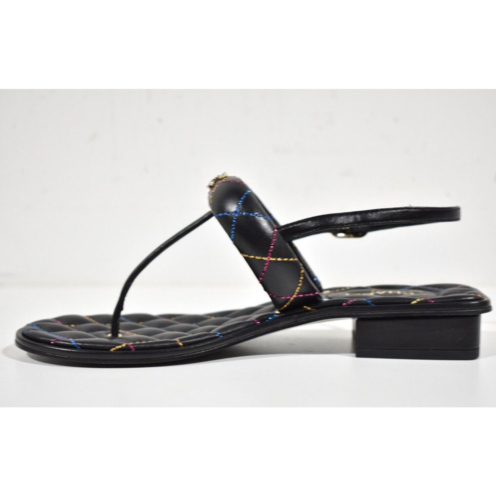 Chanel Chanel 21K Black Multicolor Leather CC Logo Mule Slide Flat Size US 7.5 / IT 37.5 - 8 Thumbnail