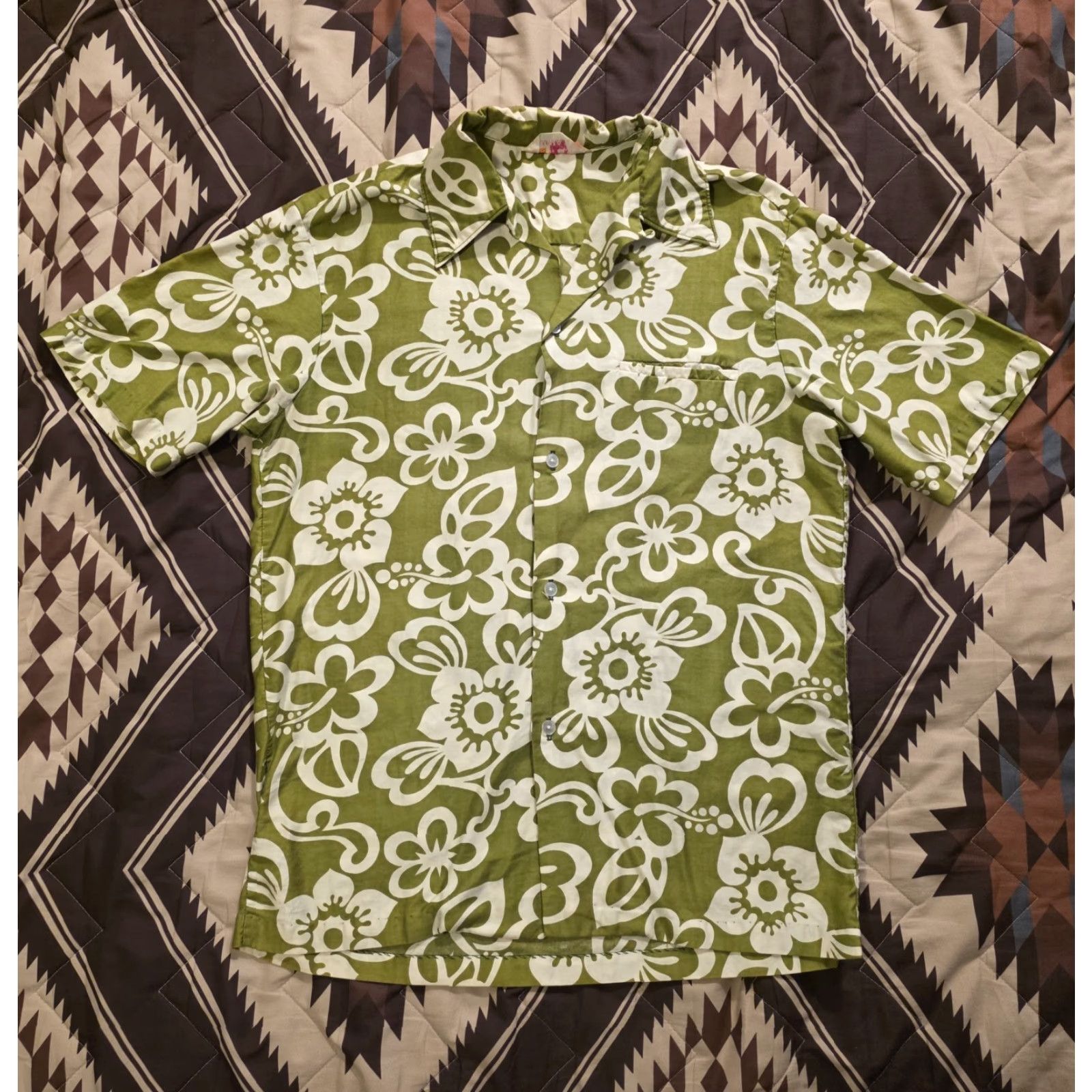 Sears VINTAGE Sears Hawaiian Loop Collar Floral Shirt Green Mens Large Size US L / EU 52-54 / 3 - 2 Thumbnail
