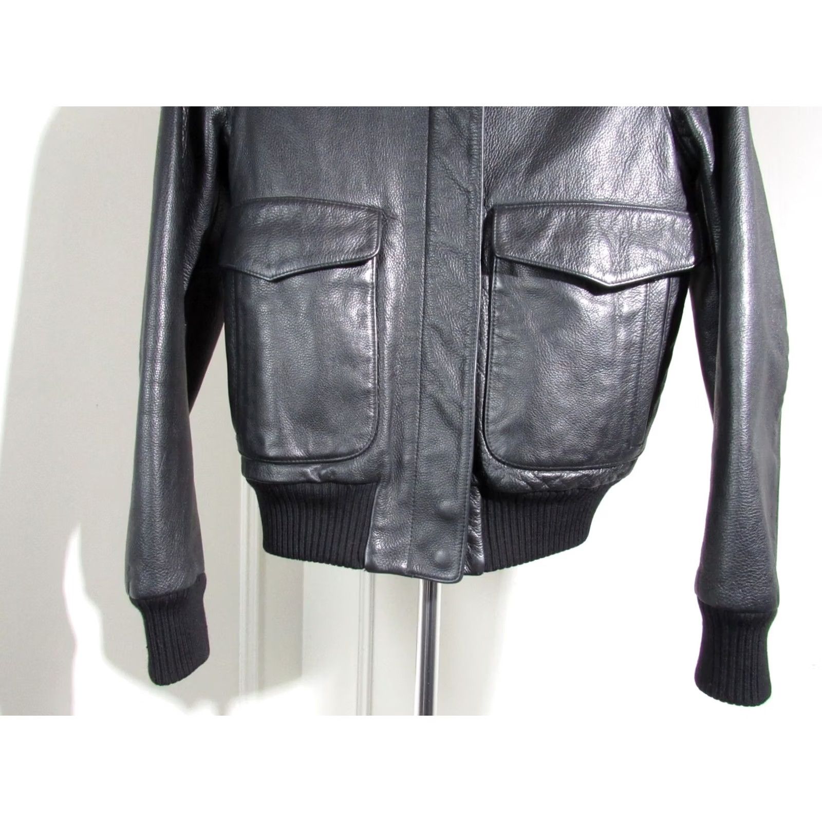 Theory THEORY Leather Bomber Jacket Black Pebbled with Rabbit Fur Collar Size Ppp? (PP) Womens Short Sleeve Zip Size ONE SIZE - 2 Thumbnail