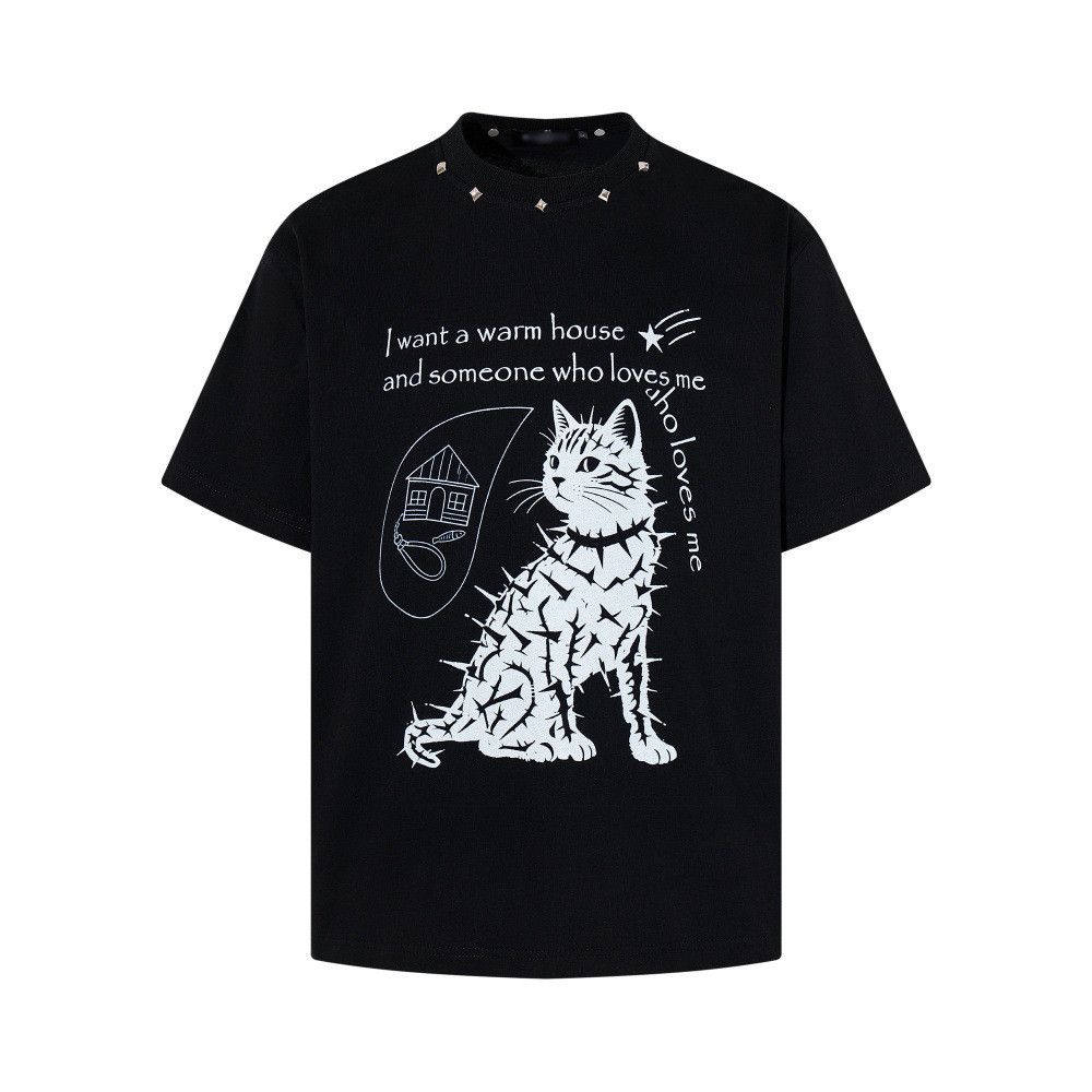 Japanese Brand Men's Hip-Hop Streetwear T-Shirt with Kitten Print Size US M / EU 48-50 / 2 - 1 Thumbnail