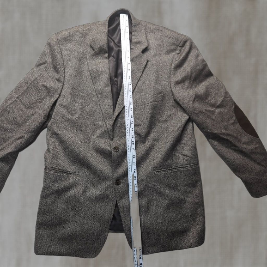 Stafford Stafford Wool Suit Jacket Regular 46L Long Men Adult Brown Notch Two-Button Single-Breasted 100% Wool Coat Business Jacket Size 46R - 1 Thumbnail