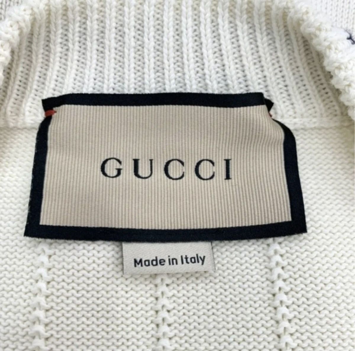 Gucci Gucci Men's Ivory Cable-Knit Cardigan XXL Stripe Trim Logo Size US XXL / EU 58 / 5 - 6 Thumbnail