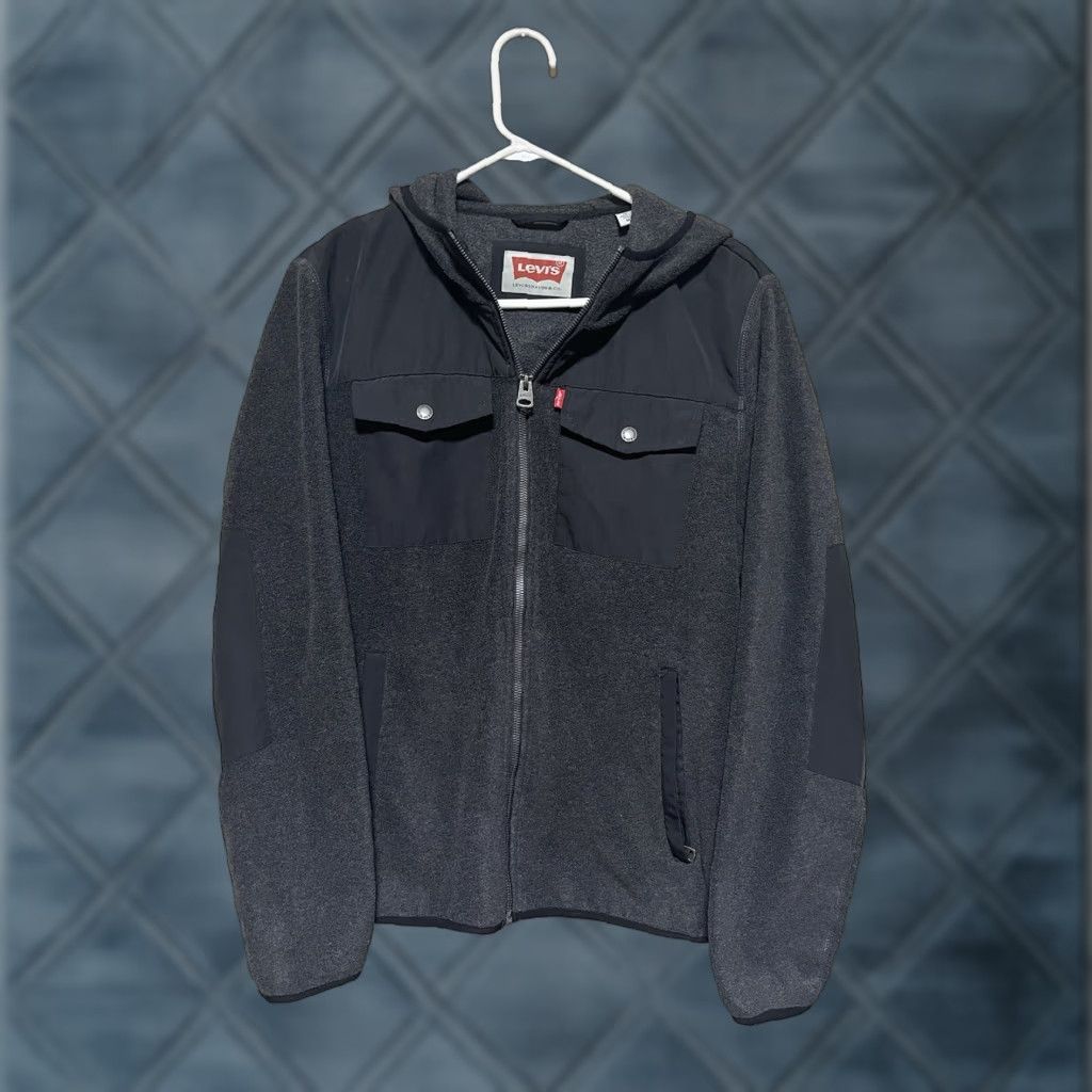 Levi's Levi's Jacket Black Fleece Utility Coat Full Zip Hooded Pockets Mens Medium Size US M / EU 48-50 / 2 - 1 Thumbnail