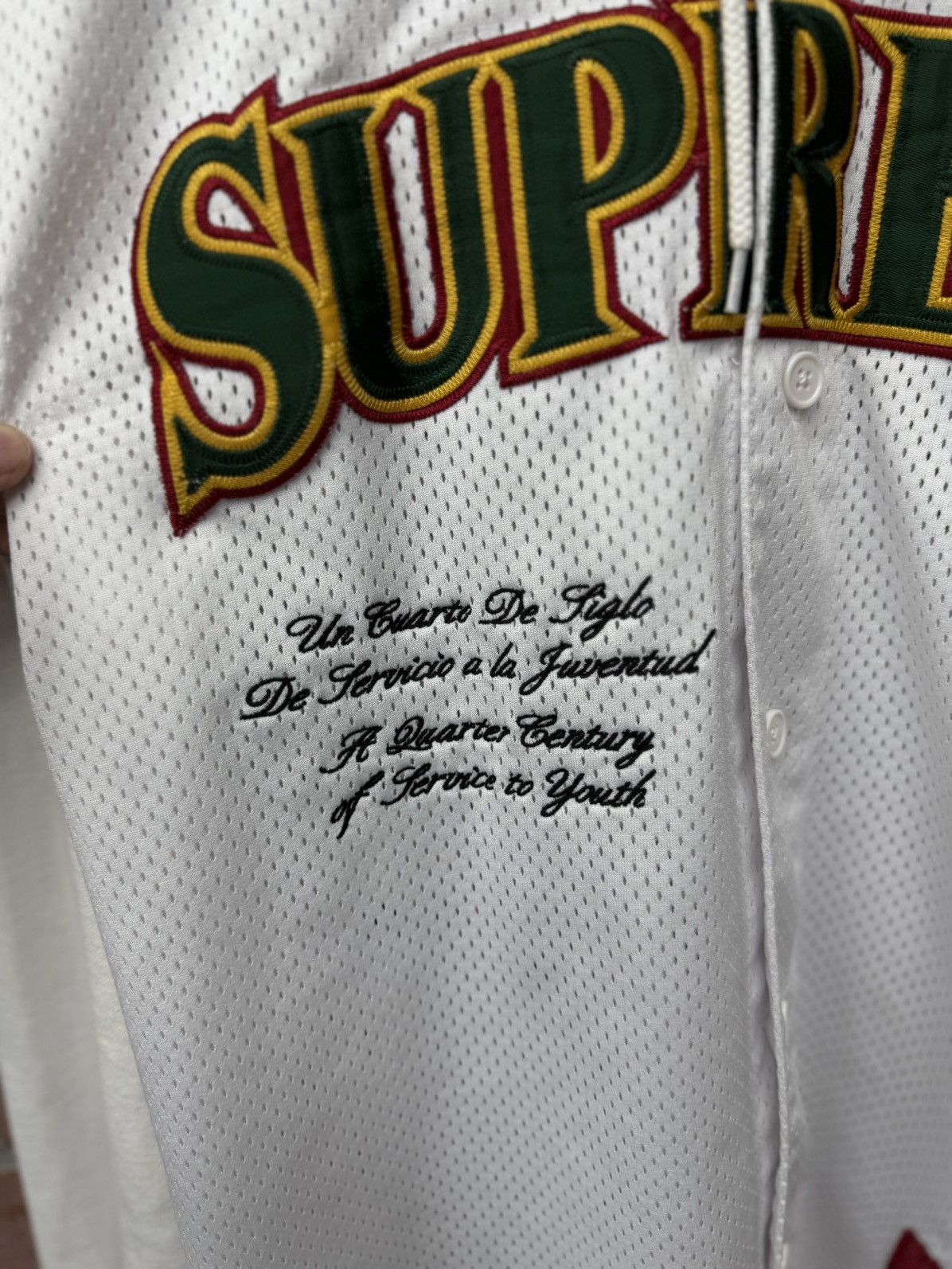 Supreme Supreme White Mesh Jersey Hoodie Size Medium 🧼 Size US M / EU 48-50 / 2 - 10 Thumbnail