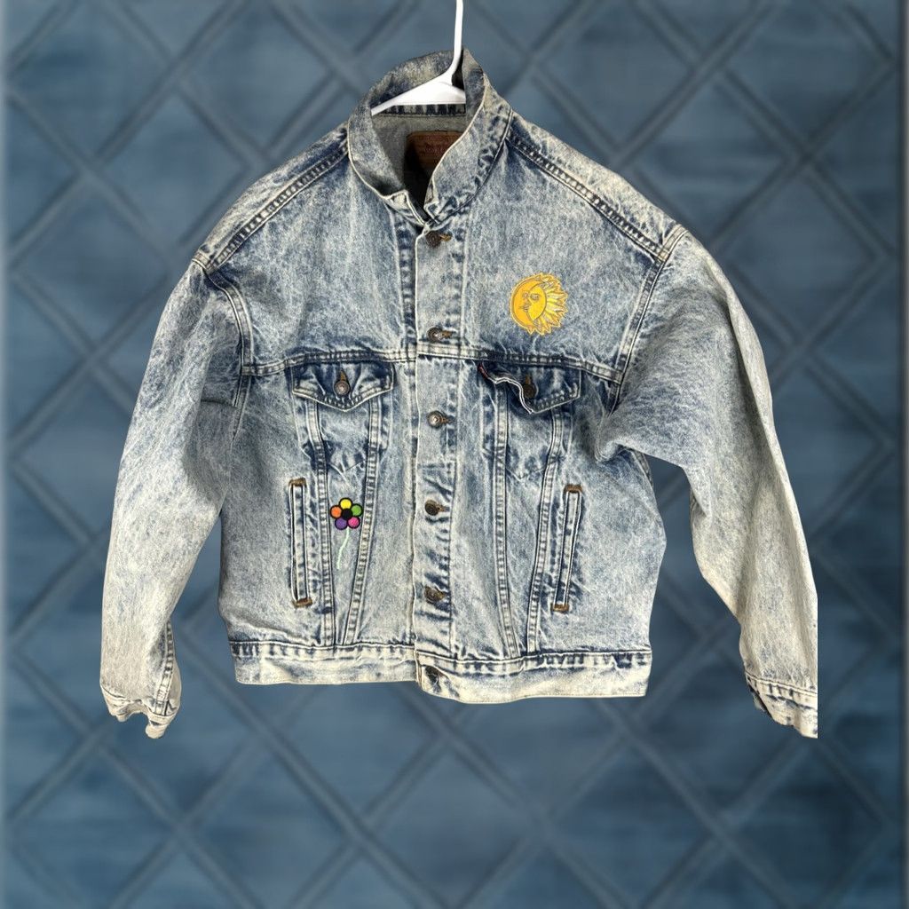 Levi's VINTAGE Levi's Jacket Mens L Denim Trucker Sun Flower 70507 90s Hippie Casual Cotton USA Size US L / EU 52-54 / 3 - 1 Thumbnail