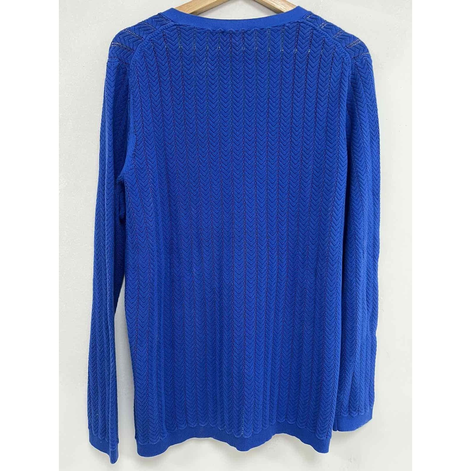 Robert Talbott Talbots 100% Pima Cotton Cardigan XL Royal Blue A001481 Size XL / US 12-14 / IT 48-50 - 2 Thumbnail