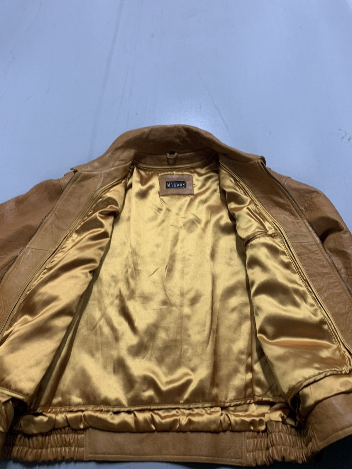 Vintage Vintage Midway Mustard/Tan Leather Bomber Size US XXL / EU 58 / 5 - 4 Thumbnail