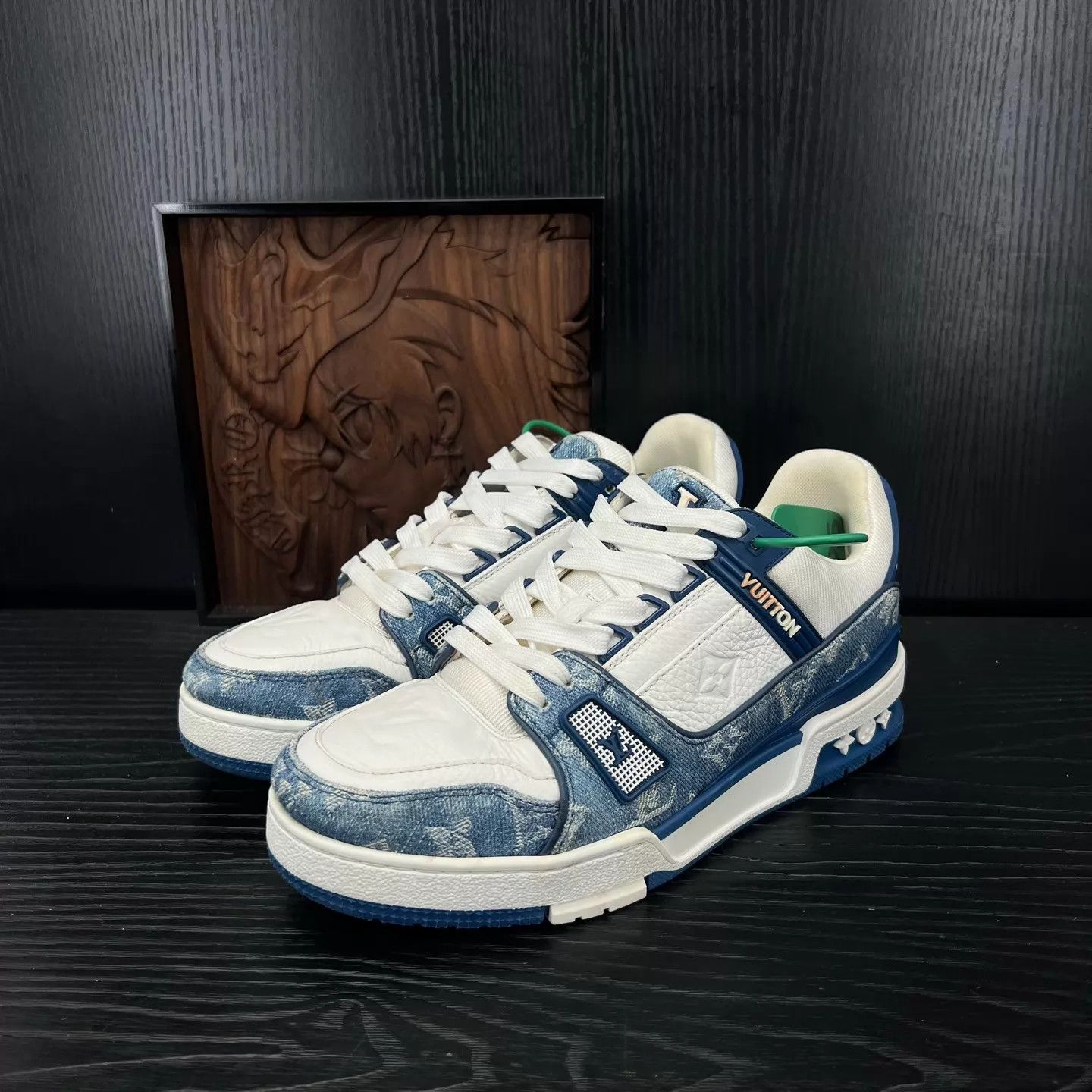 Louis Vuitton LV Trainer White & Blue Denim 5/39 Original Box Size US 6 / EU 39 - 1 Thumbnail