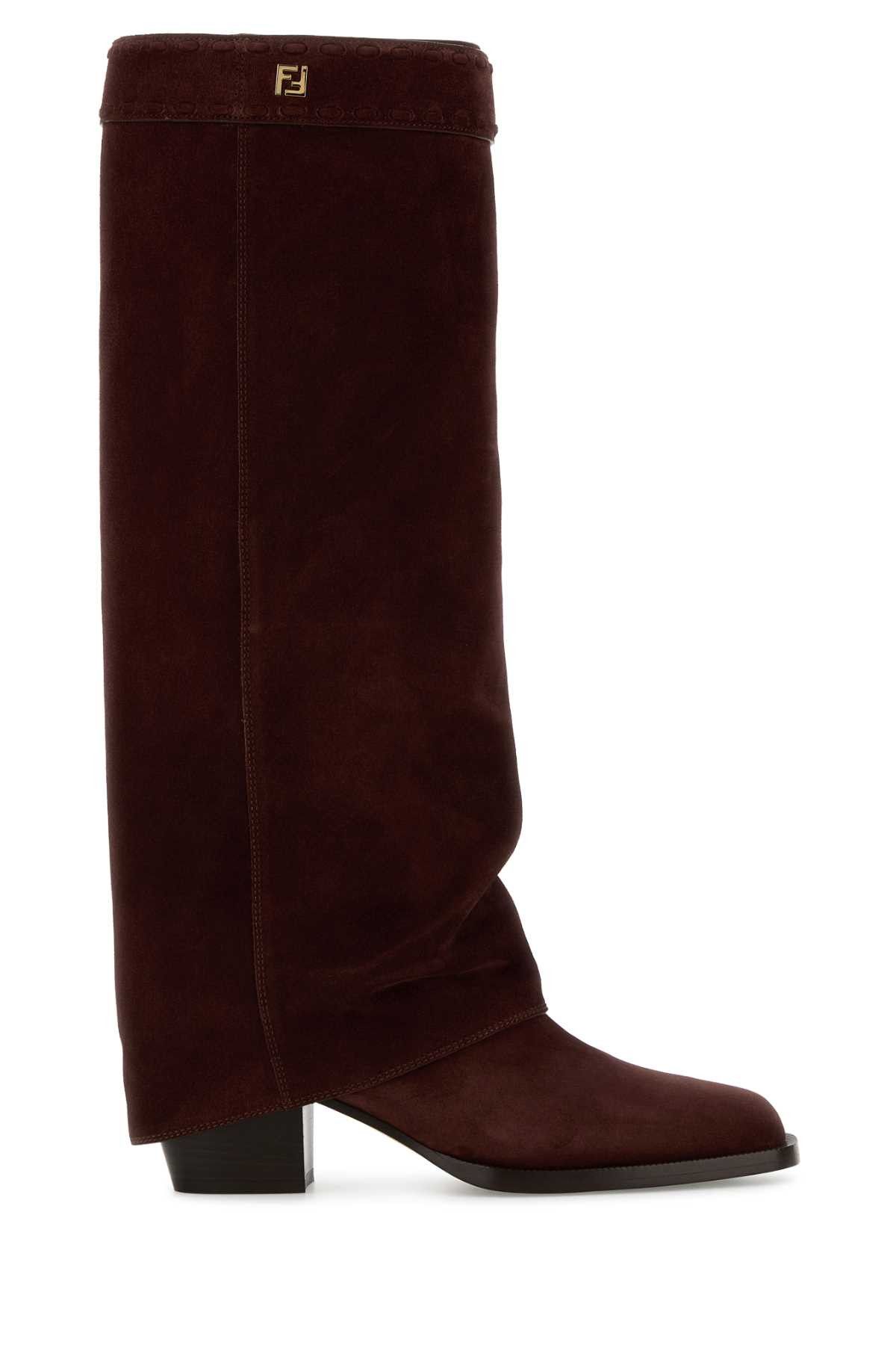 Fendi Burgundy Suede Minerva Boots Size US 10 / IT 40 - 1 Thumbnail