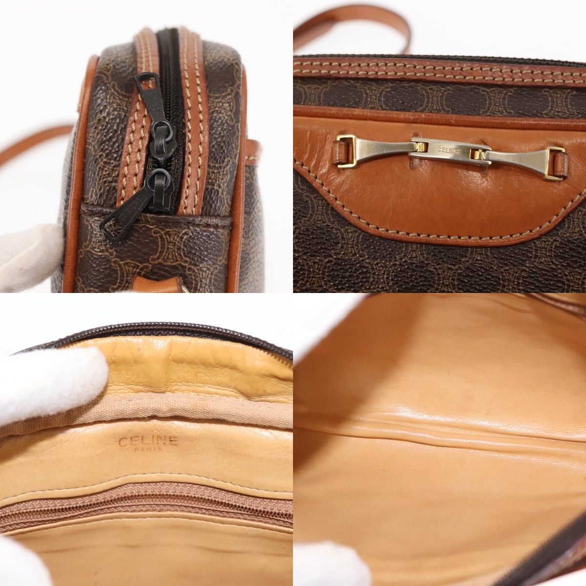 Celine CELINE Macadam Canvas Shoulder Bag Pvc Leather Brown Size ONE SIZE - 11 Thumbnail