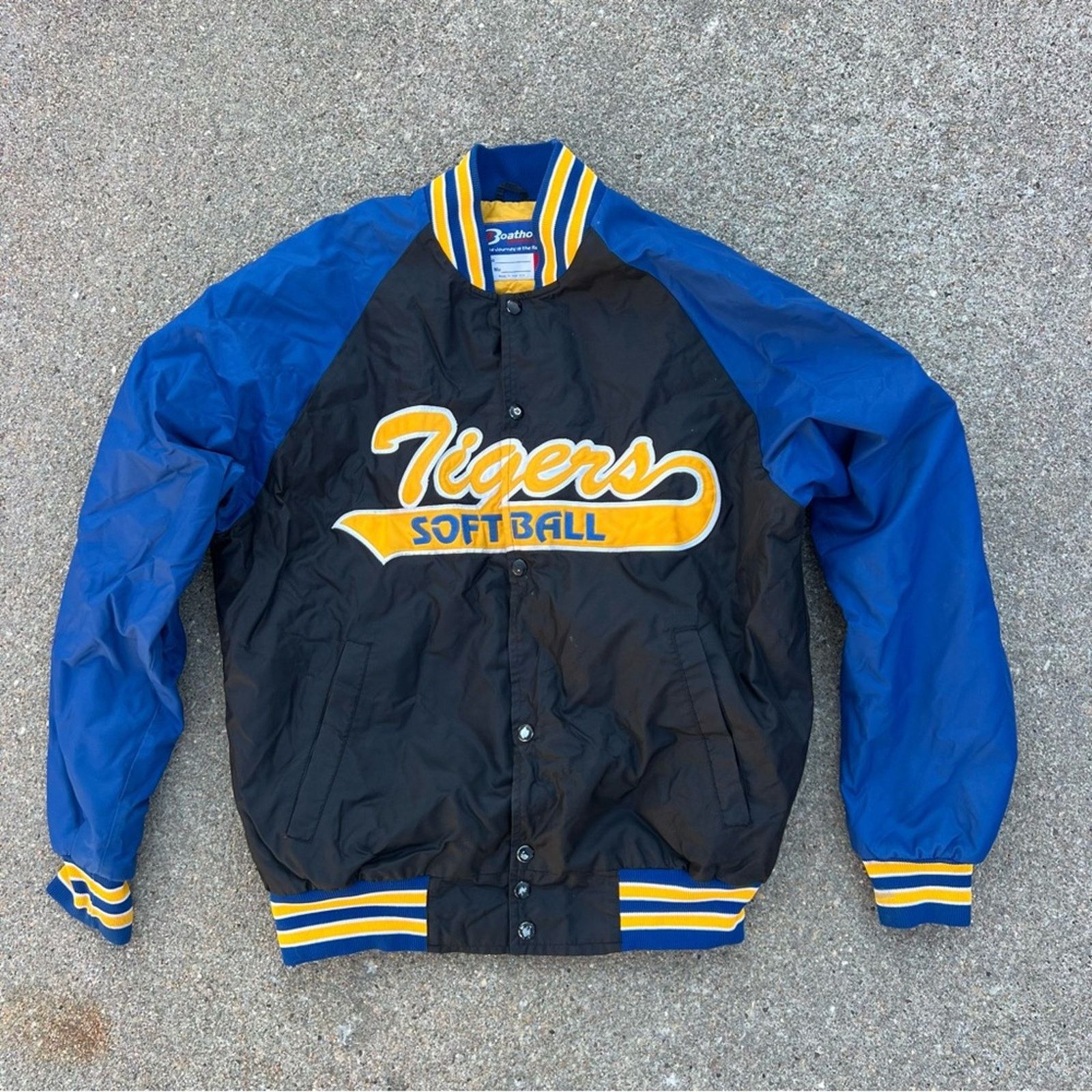 Boathouse Tigers Softball 15 Blue Black Quilted Nylon Jacket