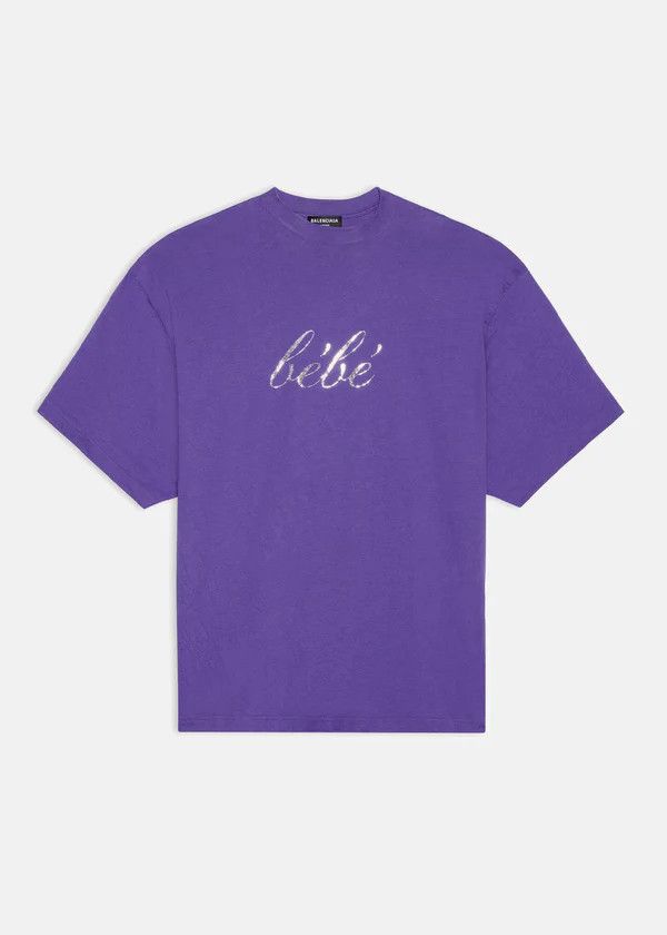 image of Balenciaga O1In1G1123 Bebe Worn T-Shirt In Purple, Women's (Size XS)