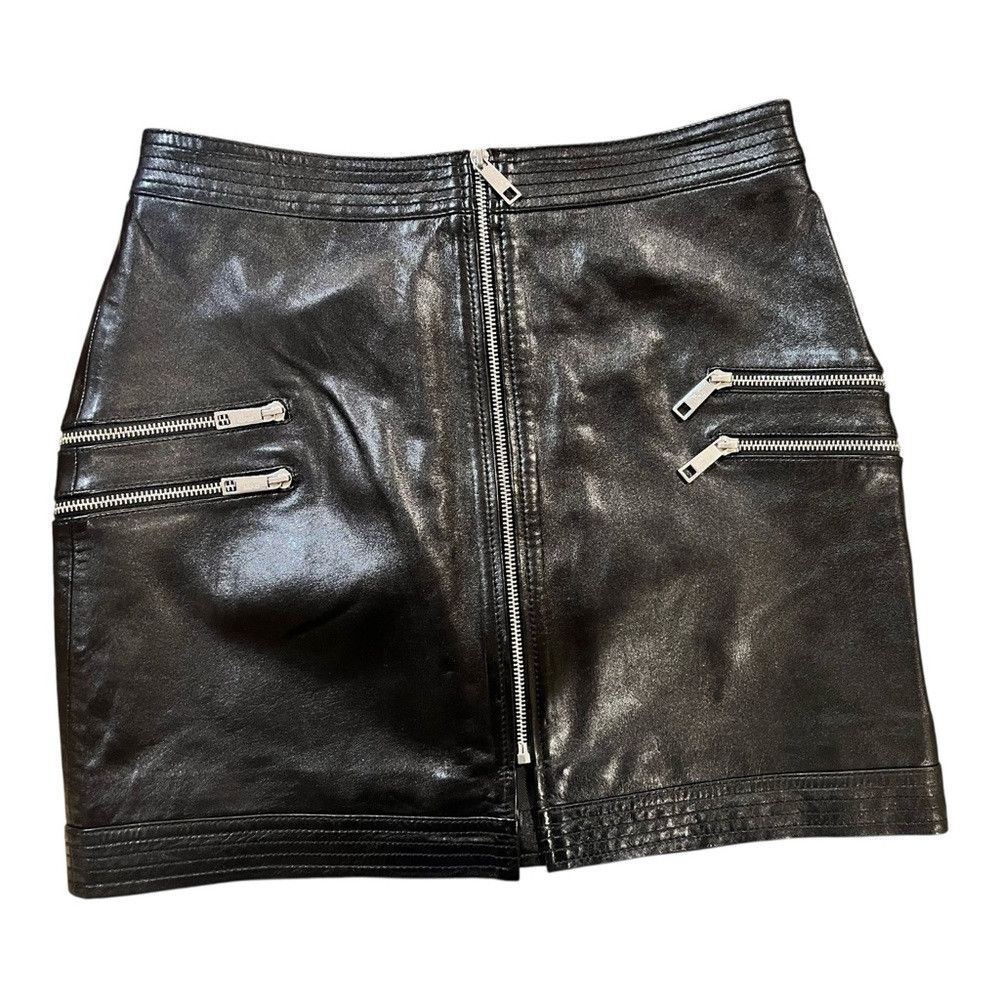 The Kooples The Kooples Lambskin Leather Mini Skirt Black Zippers Size 28" / US 6 / IT 42 - 5 Thumbnail