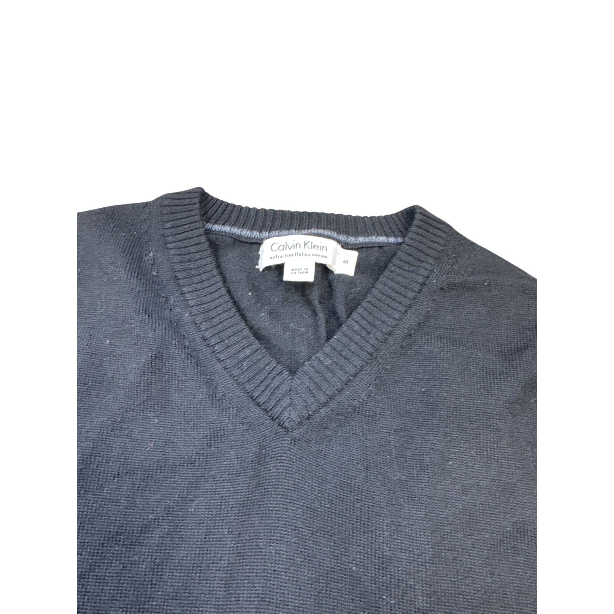 Calvin Klein Calvin Klein Mens Extra Fine Italian Merino Wool Black V-Nec Size US M / EU 48-50 / 2 - 3 Thumbnail