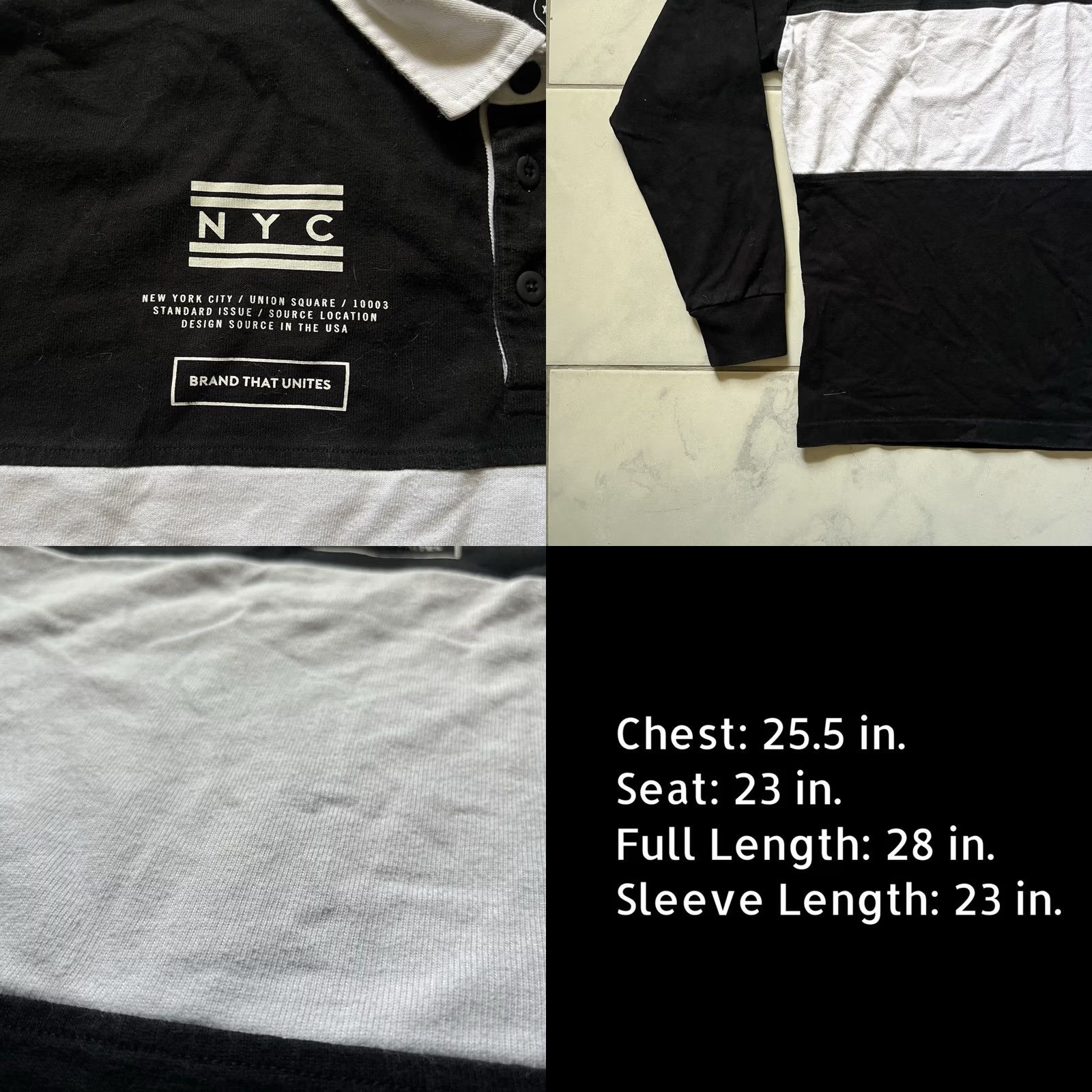 Express VINTAGE Express Polo Shirt XL Black White Mens Embroidered Cotton Sailor Rugby Size US XL / EU 56 / 4 - 8 Thumbnail