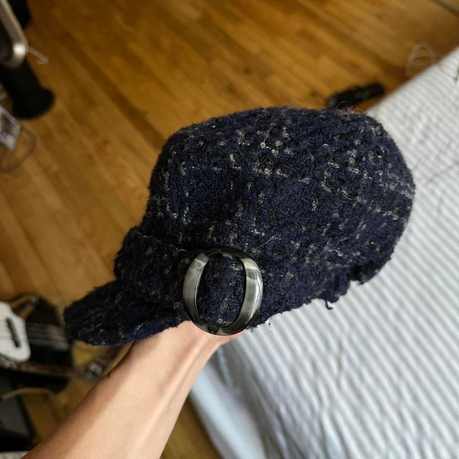 Vintage Vintage Y2K Knit Tweed Button Military Paper Boy Hat Cap Size ONE SIZE - 4 Thumbnail