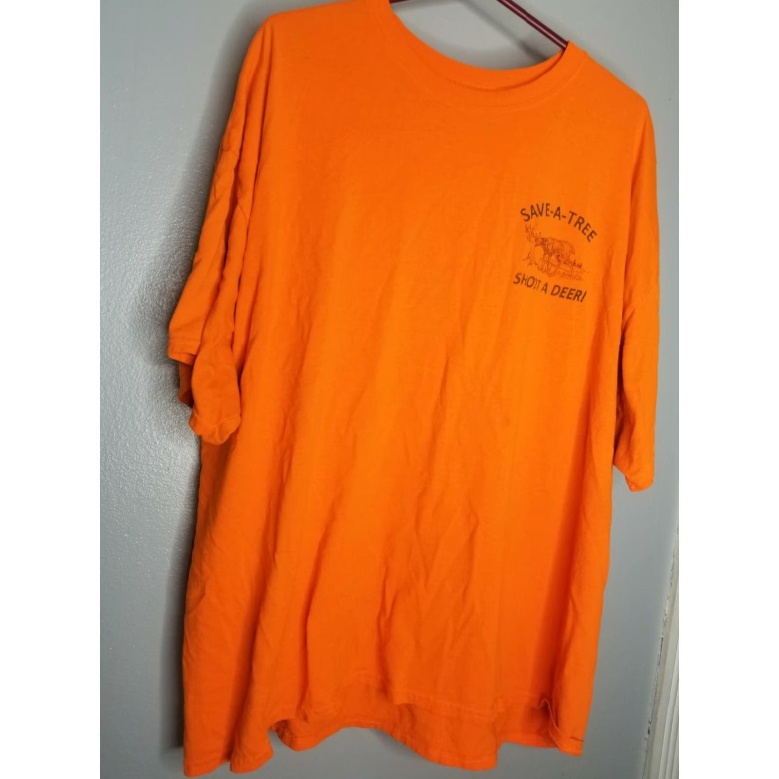 Doublet VINTAGE Unbranded Shirt Mens 3XLT Orange Vegetarian T Shirt Save A Tree Shoot A Deer Double Sided Distressed 1980s Mens MENS 3X VEGETARIAN T SHIRT Size US XXL / EU 58 / 5 - 2 Thumbnail