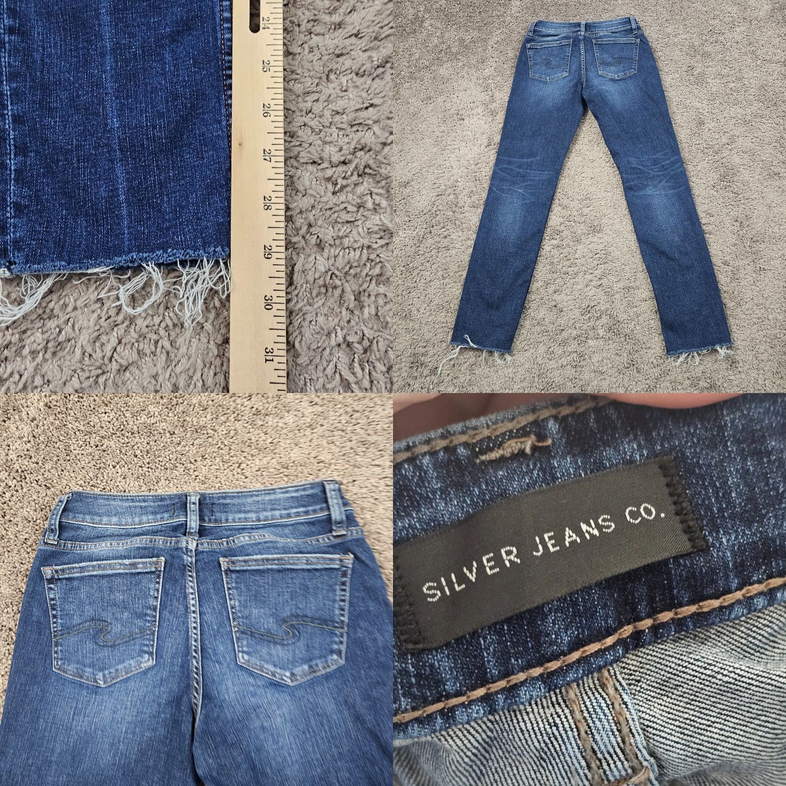 Silver Jeans Co. VINTAGE Silver Jeans Womens Stretch Straight Jeans 26 Low Rise Dark Wash Cotton Blend Blue 90s Womens Size 25" / US 0 / IT 36 - 8 Thumbnail