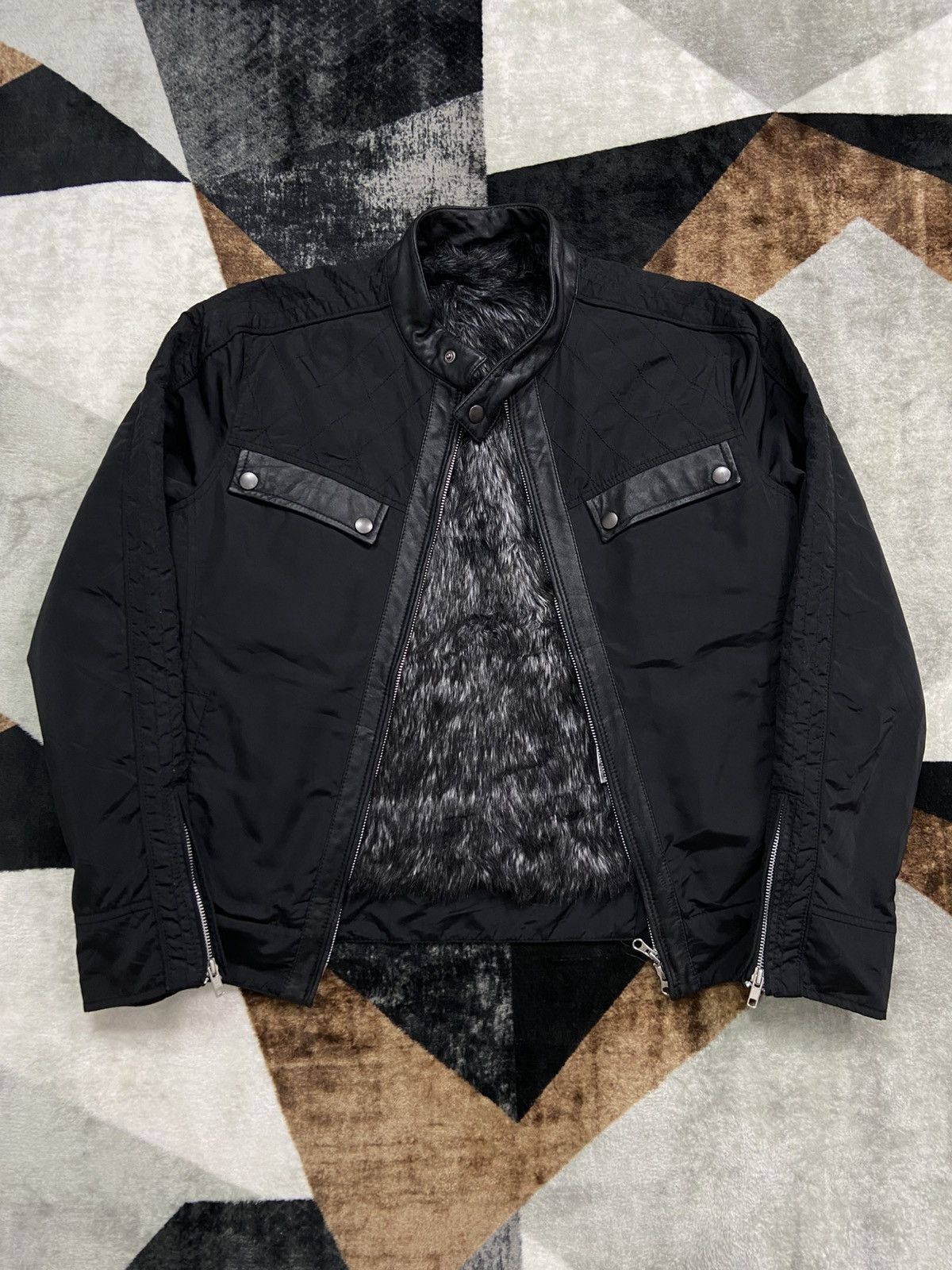 Comme Ca Ism × If Six Was Nine × Japanese Brand Comme Ca Ism Quilted Biker Jacket w/ Faux Fur & Leather Trim Size US M / EU 48-50 / 2 - 5 Thumbnail