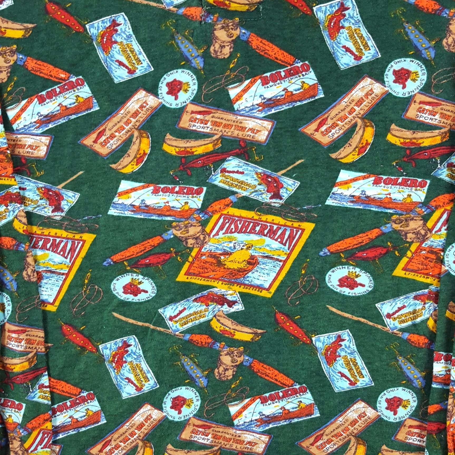 Vintage VINTAGE Sauce Polo Shirt Shirt XL Green Fisherman All Over Print Button Collar Polo Shirt 90s Outdoor Fashion Size US XL / EU 56 / 4 - 4 Thumbnail