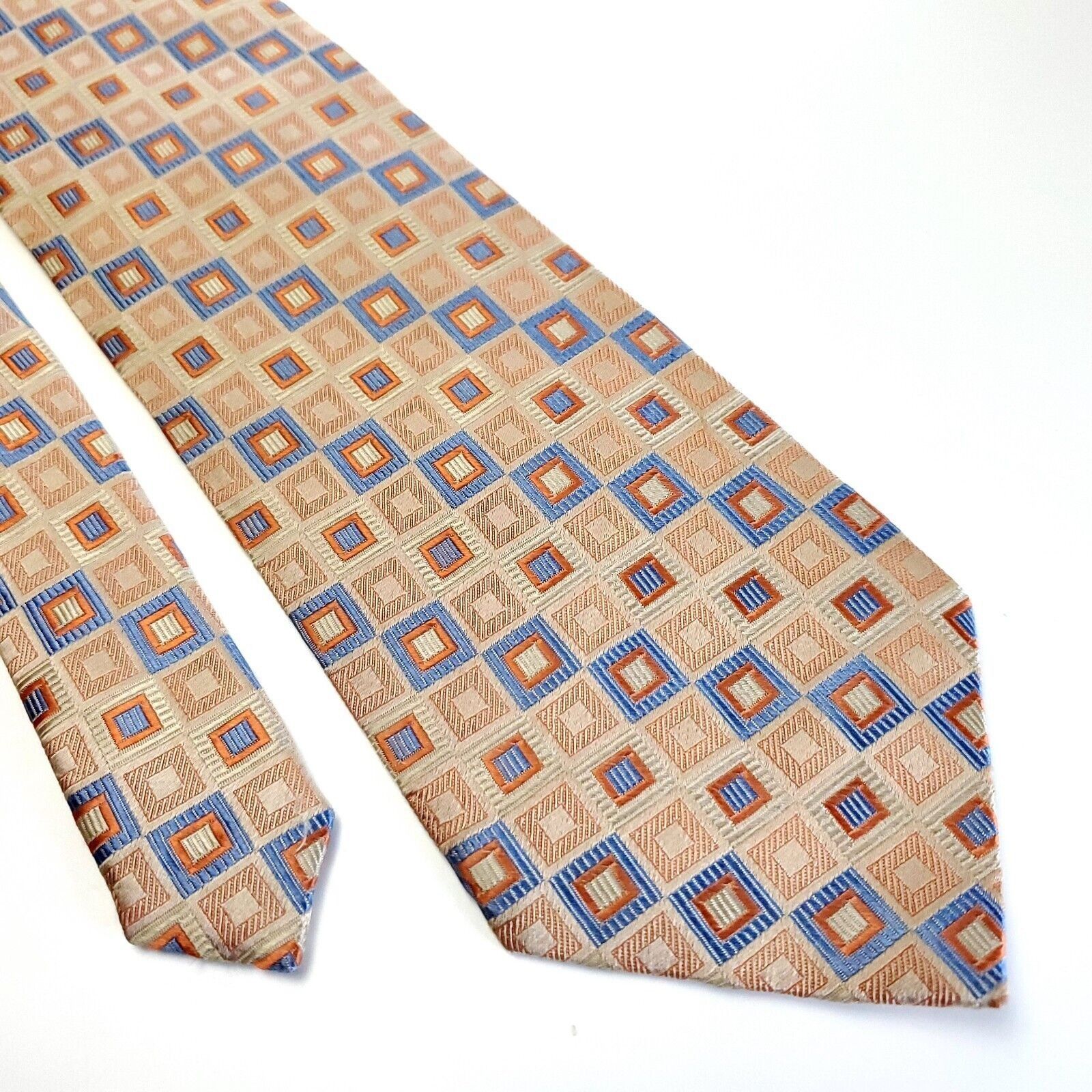 Croft & Barrow Croft & Barrow Orange Blue Geometric Woven Long Silk Tie Size ONE SIZE - 1 Thumbnail