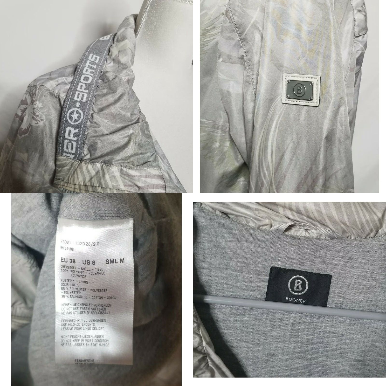 Bogner Bogner Womens Jacket Windbreaker Full Zip Floral Print Gray 8 EU 38/US 8 Lined Zip Bodner? Size M / US 6-8 / IT 42-44 - 8 Thumbnail