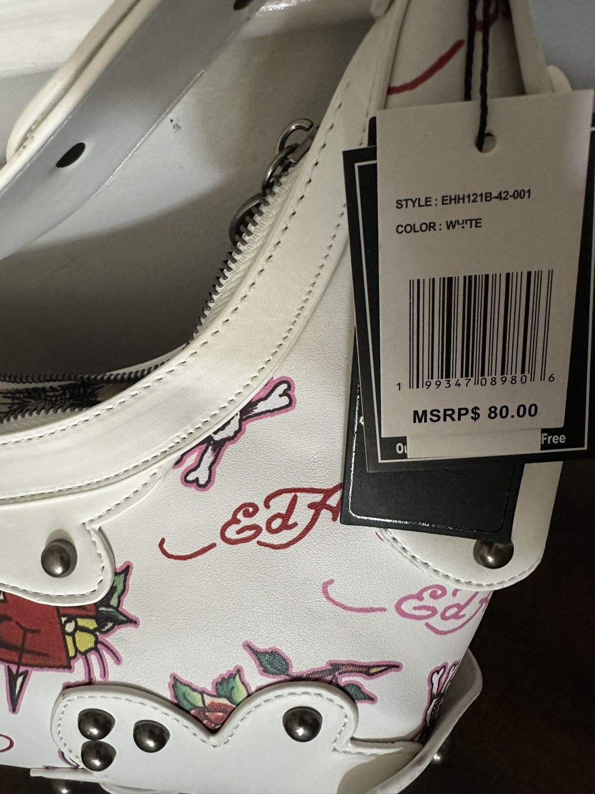 Ed Hardy Ed Hardy White Rose Heart Hobo Shoulder Bag Size ONE SIZE - 3 Thumbnail
