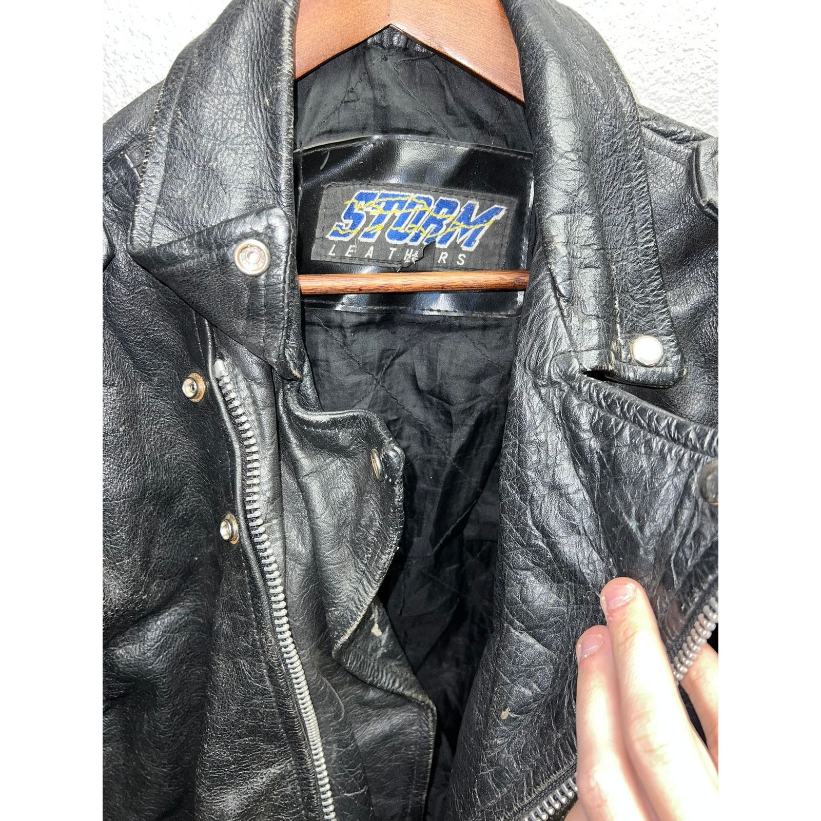 Vintage Vintage Storm Leathers Jacket Full Zip Leather Gear Large Size US L / EU 52-54 / 3 - 12 Thumbnail