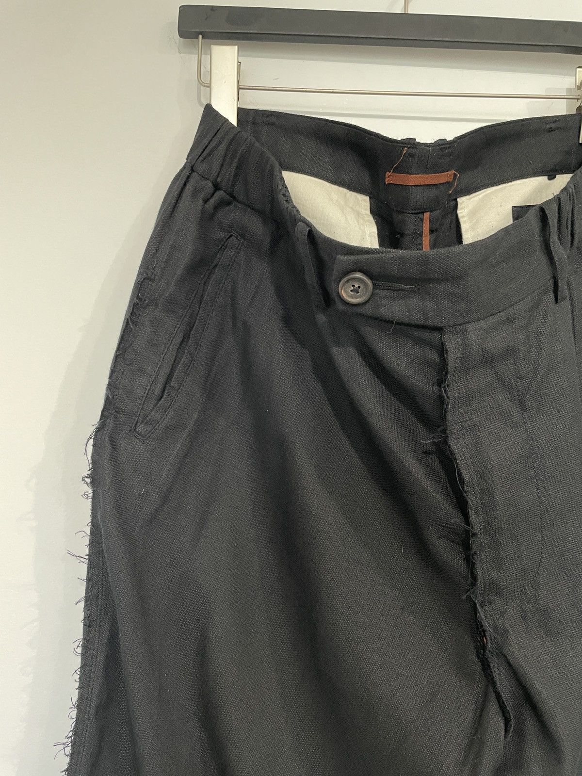 Ziggy Chen SS20 RAW EDGE COTTON LINEN VISCOSE CROPPED TROUSERS Size US 34 / EU 50 - 4 Thumbnail