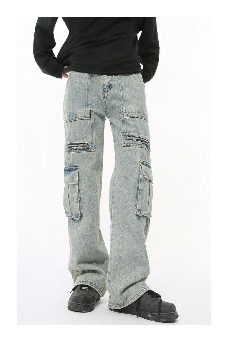 Japanese Brand × Jean Washed zip-up multi-pocket cargo jeans Size US 32 / EU 48 - 1 Thumbnail