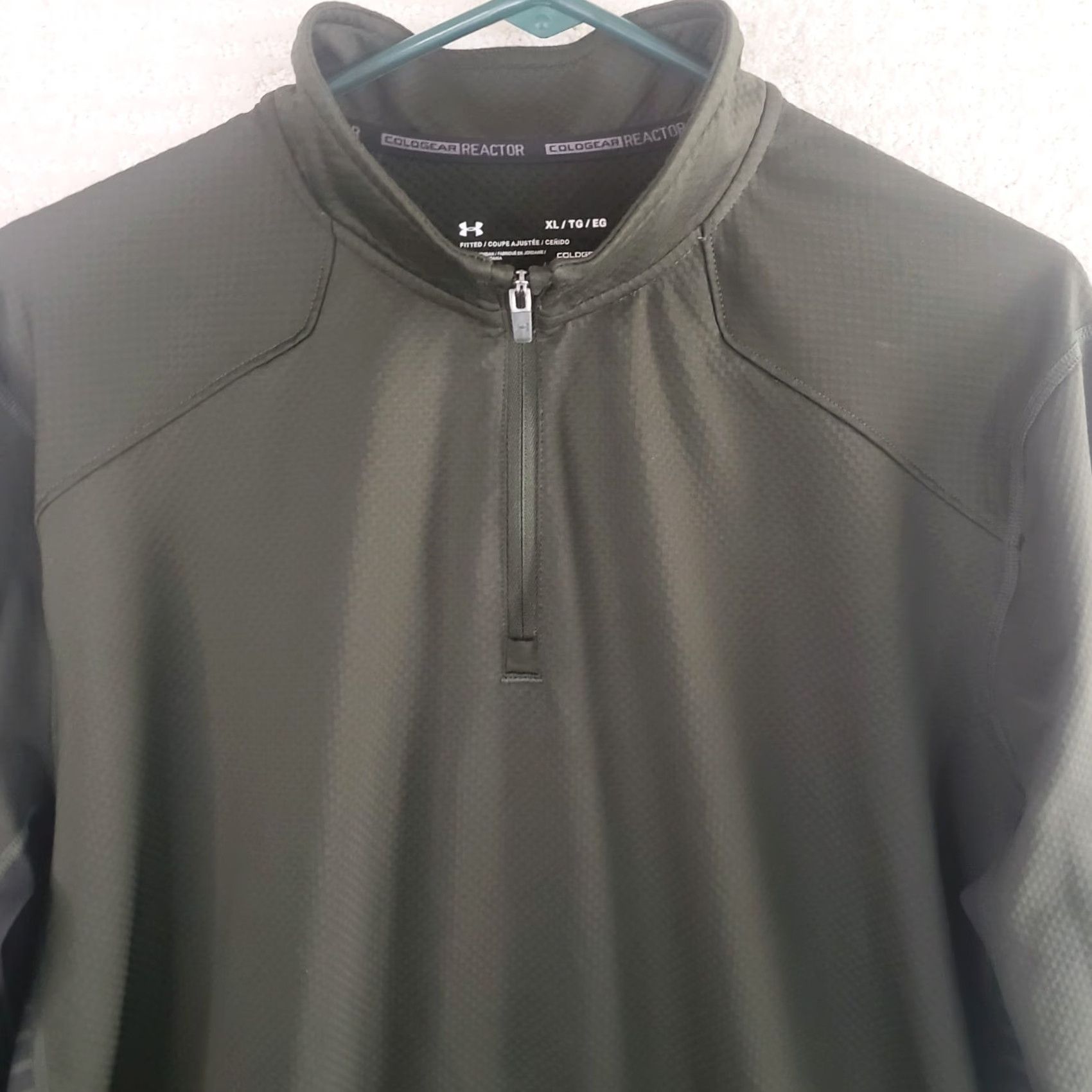Under Armour Under Armour Cold Gear Reactor 1/4 Zip Fitted Pullover Men XL Dark Green Colorblock Mock Neck Zip Pullover Mens Size US XL / EU 56 / 4 - 3 Thumbnail