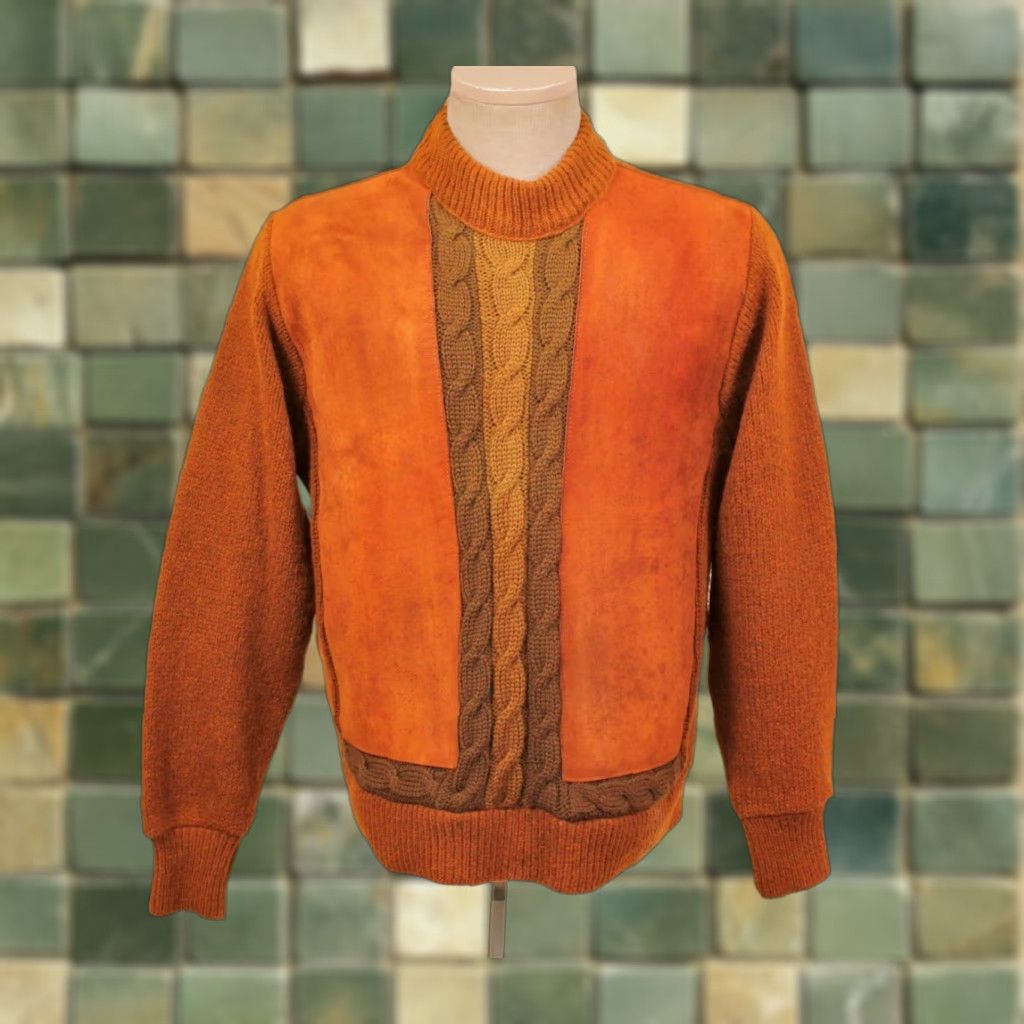 Vintage VTG 60s Sweater Shirt Mens Orange Wool 1960s Decade Vintage Casual Size M Size US M / EU 48-50 / 2 - 1 Thumbnail