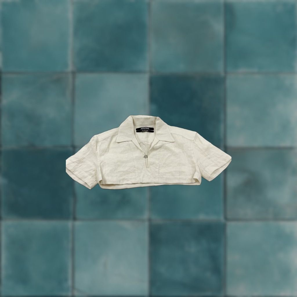 Jacquemus Jacquemus Womens Shirt Cropped Linen Blend 44 Ivory Minimalist French Designer Summer Size M / US 6-8 / IT 42-44 - 1 Thumbnail