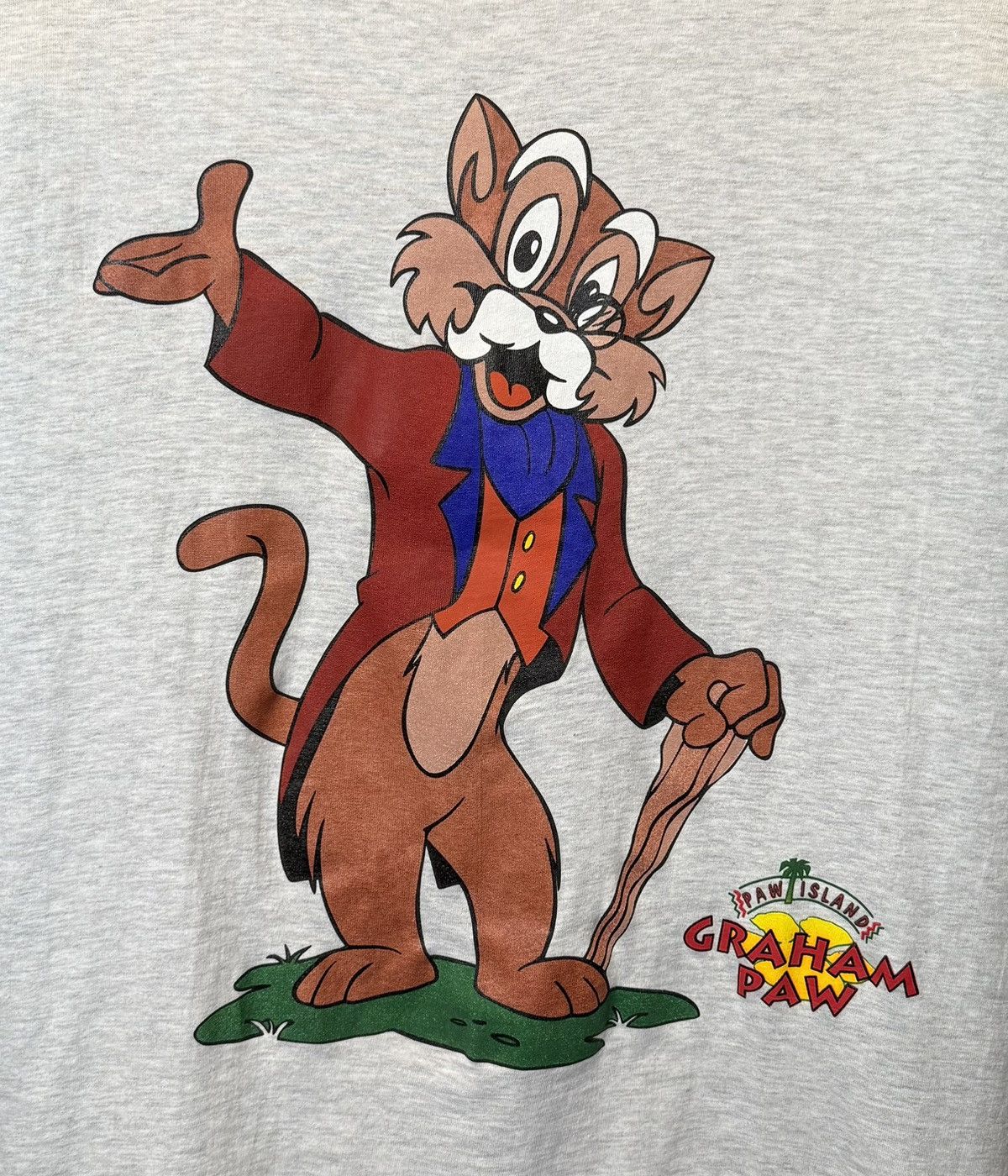 Hanes Vintage 1990s Paw Island Cartoon Character T-Shirt, Size L! Size US L / EU 52-54 / 3 - 2 Thumbnail