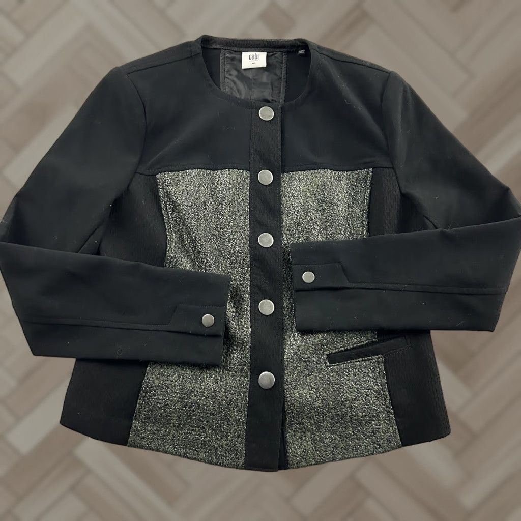 Vintage CAbi Blazer Jacket Women's Small Black Snap Front Button Details Shirt? Size S / US 4 / IT 40 - 1 Thumbnail