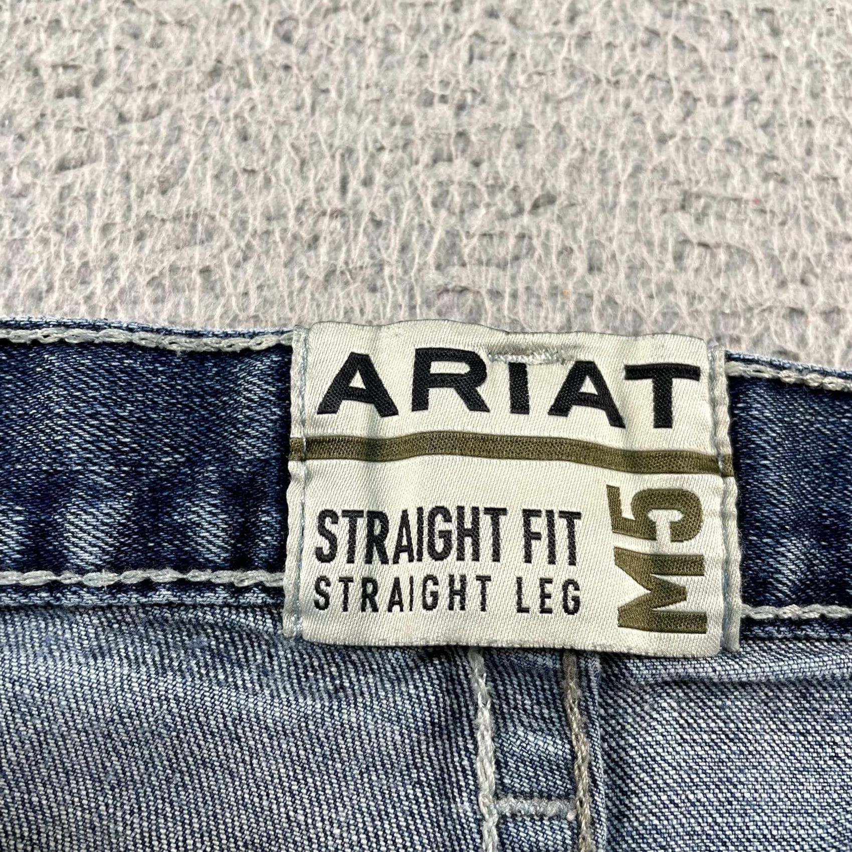 Ariat Ariat M5 Straight Fit Jeans Mens 38x32 Blue Denim Distressed Stretch Western Pockets Logo M5 Straight Fit Straight Leg Rodeo Anticipated Size US 38 / EU 54 - 7 Thumbnail