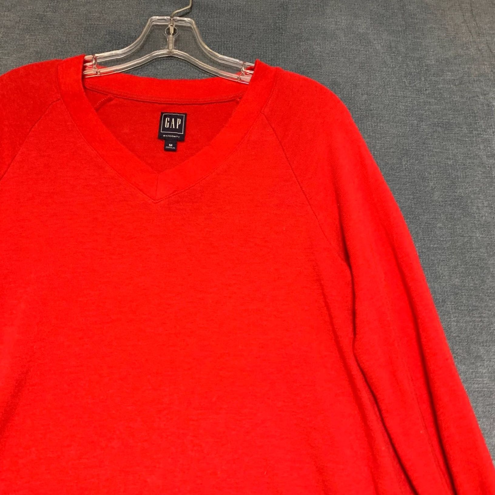 Gap Gap Nursing Top Womens Maternity Red Cotton Stretch V-Neck Raglan Sleeve Blouse; Pullover, Long Sleeve, Solid, Casual Size M / US 6-8 / IT 42-44 - 5 Thumbnail